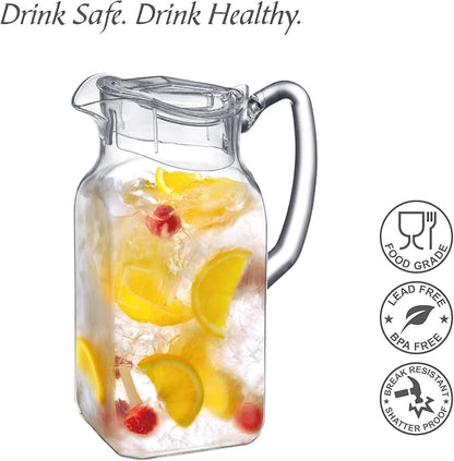 Amazing Abby - Quadly - Plastic Pitcher (64 oz, 2 Quart), Clear Water Pitcher with Lid, Fridge Jug, BPA-Free, Shatter-Proof, Great for Iced Tea, Sangria, Lemonade, Juice, Milk, and More - Image 5