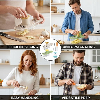 5-Piece Garlic Slicer Set for Easy Meal Prep, Garlic Slicer Super Thin,Garlic Grater with Stainless Steel Blades, Effortless Garlic Grater Plate for Cooking Enthusiasts