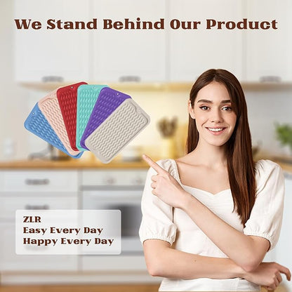 ZLR Silicone Sponge Holder & Sink Caddy Tray (6" x 12") - Narrow Dish Drying Mat for Kitchen Counter - Waterproof Soap Dispenser Organizer, Non-Slip Bathroom Vanity Tray (Dark Green) - Image 7