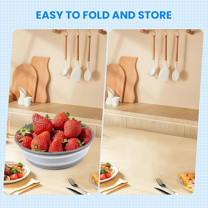 Microwave Cover for Food and Silicone Mat Collapsible Microwave Splatter Cover, Microwave Plate & Dish Cover with Easy Grip Handle, BPA-Free, 10.5” Cover&12.2” Mat, Dishwasher Safe (Grey) - Image 5