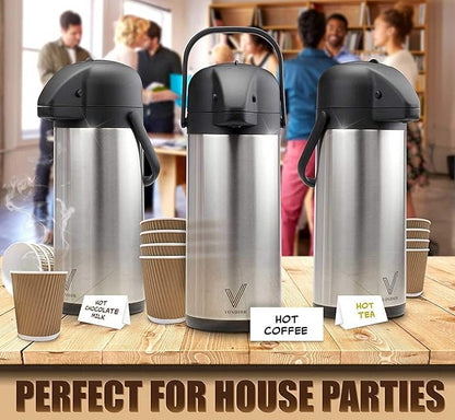 Coffee Carafe for Keeping Hot - 102oz/3L Airpot Coffee Dispenser with Pump - Insulated Stainless Steel Hot Beverage Dispenser for Parties - Thermal Carafe for Hot Drinks Water Tea Chocolate - Image 4