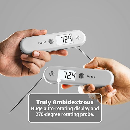 ThermoWorks SIZZLE Digital Meat Thermometer – Instant Read in 2 Seconds, Waterproof, Folding Probe with Magnetic Back, Auto-Rotating Backlit Display, for Cooking Food, Grill & BBQ - Cayenne Pepper Red - Image 2