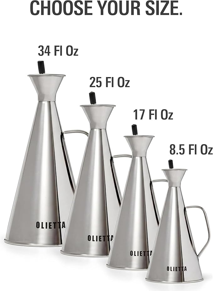 Olive Oil Dispenser Bottle Olietta Stainless Steel Non Drip Leak Proof No Mess Vinegar Pourer & Kitchen Drizzler 25 oz 750ML 0.75 Litre Great for Pouring & Drizzling Easy to Clean & Leakproof - Image 8