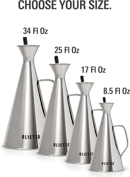 Olietta Olive Oil Dispenser Bottle Stainless Steel Non Drip Leak Proof No Mess Vinegar Pourer & Kitchen Drizzler 8.5 oz 250ML 0.25 Litre Great for Pouring & Drizzling Easy to Clean & Leakproof - Image 8