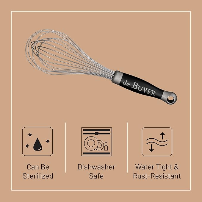 de Buyer GOMA Universal Whisk - 13.75” - Ideal for Commercial & Home Kitchens - Designed for Heavy, Frequent Use - Ergonomic & No-Slip Grip - Dishwasher Safe - Image 3
