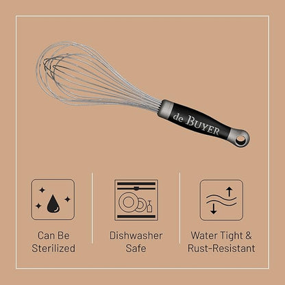 de Buyer GOMA Universal Whisk - 13.75” - Ideal for Commercial & Home Kitchens - Designed for Heavy, Frequent Use - Ergonomic & No-Slip Grip - Dishwasher Safe - Image 3