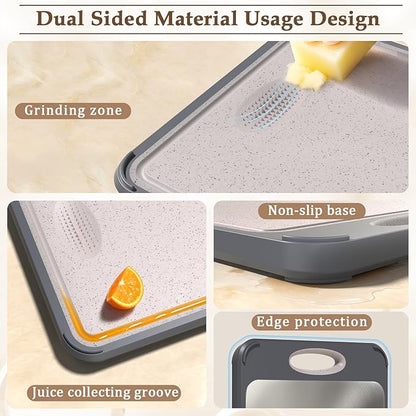 GUANCI Cutting Board for Kitchen, Stainless Steel Cutting Board Double Sided for Chopping Meat/Vegetables, Stainless Steel/Wheat Straw PP, Kitchen Gifts Easy to Clean Large 16”×11” - Image 5