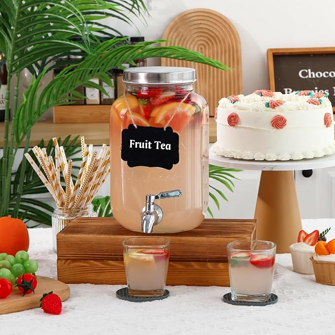 Moretoes 1 Gallon Glass Drinks Dispenser for Parties, Beverage Dispenser for Juice and Iced Tea, Airtight Sun Tea Glass Jar for Outside, Party Essential Beverage Pitcher with Spout - Image 8