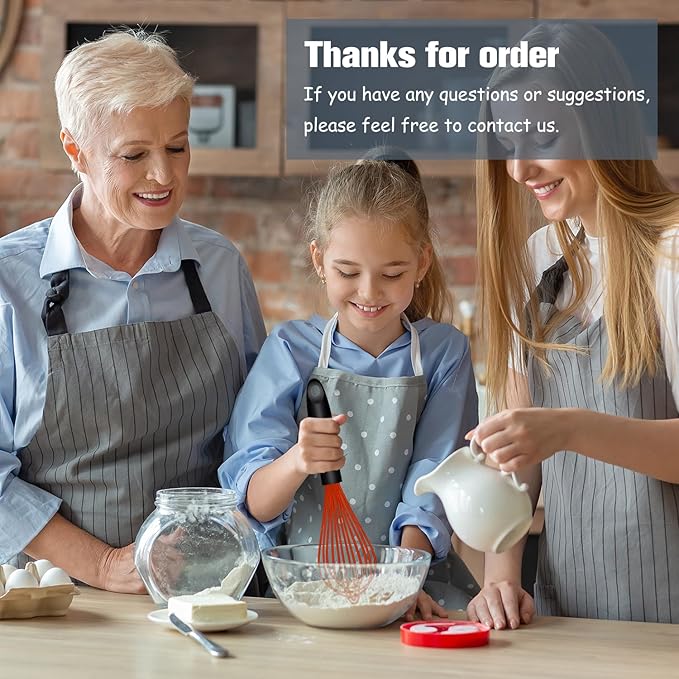 OYV Red Silicone Whisk, Sealed Waterproof Design Set of 3, Professional Kitchen Whisks for Cooking Non-Scratch, Silicone & Stainless Steel Whisk, Heat Resistant 480°F Balloon Egg Beater - Image 7