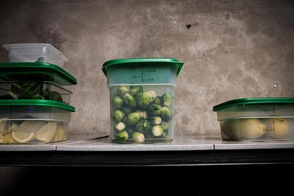 Cambro Food Storage Container with Lid (Microwave Safe and BPA-Free) - 2 Pack - Classic Series Square with Green Lid - 4 QT (Quart) - Commercial Grade for Food Prep (Translucent) - Image 6