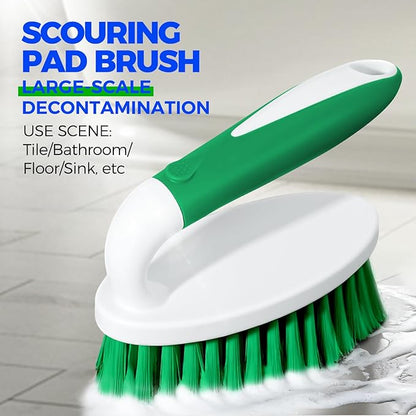 Holikme Cleaning Brush Set for Household Use, Scrub Brush, Kitchen Brush, Tile Lines Brush for Bathroom, Floor, Tub, Shower and Kitchen Surface (Green) - Image 2