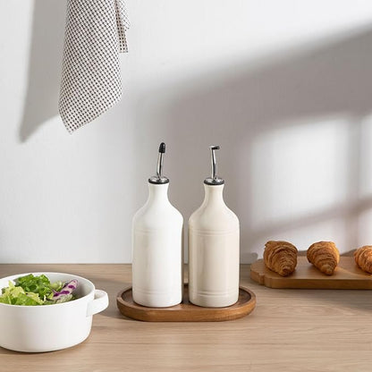 Sweejar Ceramic Olive Oil Dispenser Bottle Set, Opaque Oil Cruet Protects to Reduce Oxidation, Suitable For Storage Of Vinegar, Soy Sauce & Other Liquids,Pack of 2,15.5 Fl Oz（White Beige） - Image 4