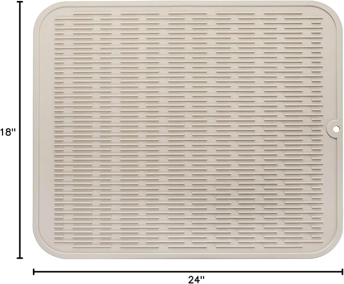 MicoYang Silicone Dish Drying Mat for Multiple Usage,Easy clean,Eco-friendly,Heat-resistant Silicone Mat for Kitchen Counter or Sink,Refrigerator or Drawer Liner Tapioca 2XL 24 inches x 18 inches - Image 10