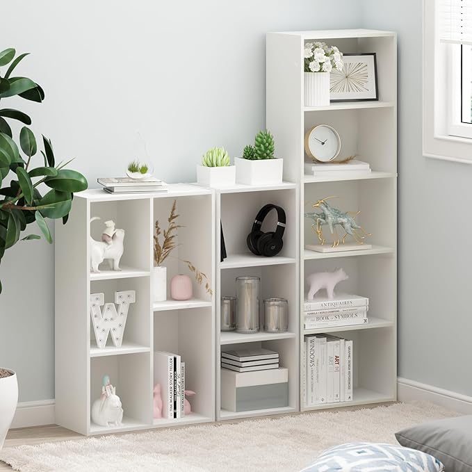 Furinno LUDER Book Shelf, 3-Cube Bookshelf, Bookcase with Open Shelves, 9.3 x 12 x 31.5, Easy Assembly, for Living Room, Bedroom, Home Office, White - Image 9