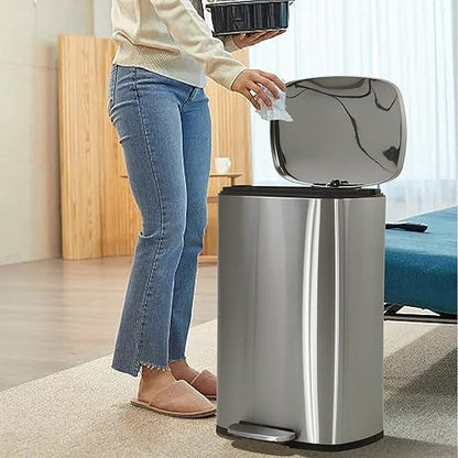 50 Liter / 13 Gallon Kitchen Trash Can, Stainless Steel with Lid, Foot Pedal and Inner Bucket, Fingerprint-Resistant Soft Close Lid Garbage Can, Odor Proof and Hygienic - Image 2