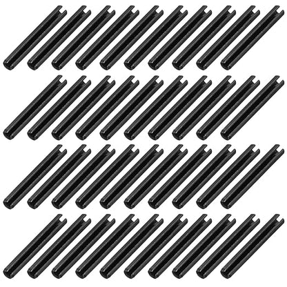 MECCANIXITY 60Pcs Slotted Split Roll Pins 6/25 Inch(6mm) Dia. 1-4/5 Inch(45mm) Length 65Mn Steel Spring Tension Expansion Dowels for Secure Fastening, Black