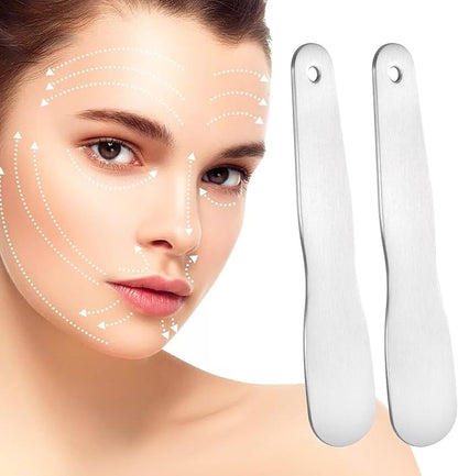 Pndeyo 3pcs Mini Stainless Steel Makeup Spatula, 3.35x0.69in Reusable Cosmetic Cream Spatulas Spoon, Silver Facial Skincare Scoop Applicator Massage Beauty Tools for Mixing and Sampling Face Eye Cream