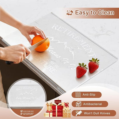 Engraved Acrylic Cutting Board with Counter Lip - Retirement Gifts for Woman Men Clear Counter Protector Kitchen Decor Happy Retirement Gifts for Teachers Mom Dad Coworker Boss Friends Retirees - Image 7