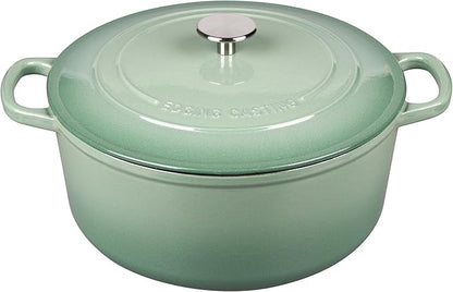 EDGING CASTING Enameled Cast Iron Dutch Oven Pot With Lid, 5.5 Quart, for Bread Baking, Cooking, Sage Green by EDGINGCOOKWARE