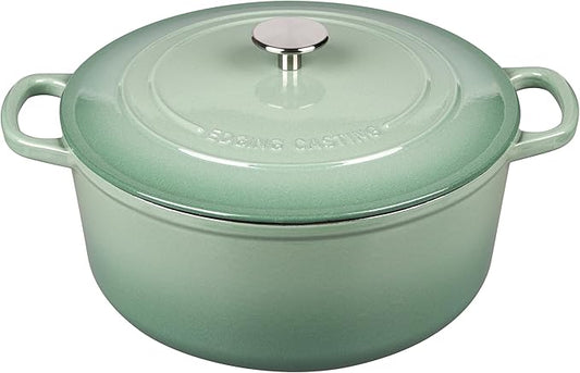 EDGING CASTING Enameled Dutch Ovens Cast Iron Dutch Oven Pot with Lid for Bread Baking, Cook, Dual Handle, 7 Quart, Sage Green by EDGINGCOOKWARE