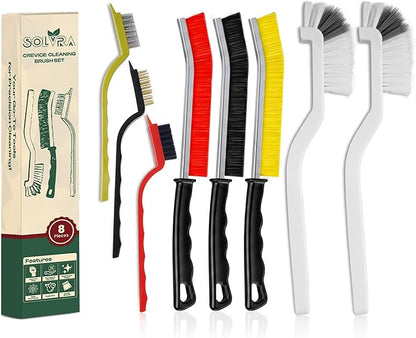 8 Pcs Crevice Cleaning Brush Set – Hard Bristle Cleaning Tools for Grout, Gaps & Narrow Spaces – Multi-Purpose Grout Brush, for Cleaning Bathroom, Shower, Window Tracks, Kitchen