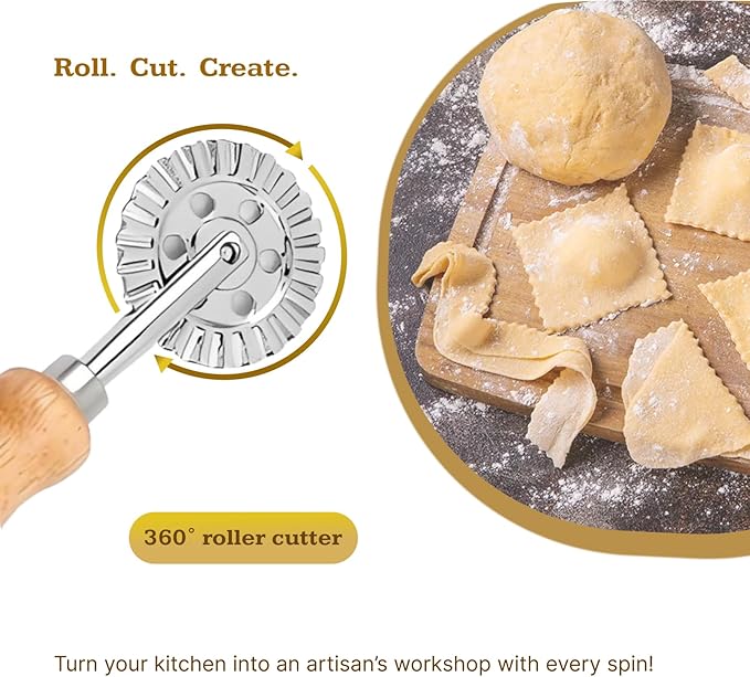 Pastry and Pasta Wheel 1.9 inch – Dough Crimper Ravioli Dumpling Pierogi Cutter – Multi-Purpose Tool for Pizza Baking Cooking and Homemade Meals - Image 3
