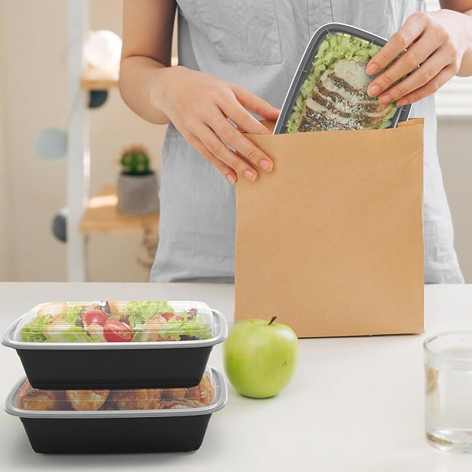 RANLITTLE Meal Prep Containers Reusable 38oz - Food Prep Containers with Lids 50 Pack, Disposable To Go Food Containers, Leakproof, Stackable, Takeout, BPA-Free, Microwave/Freezer Safe - Image 6
