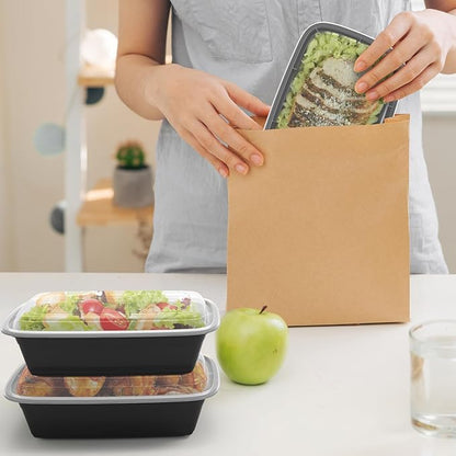 RANLITTLE Meal Prep Containers Reusable 38oz - Food Prep Containers with Lids 50 Pack, Disposable To Go Food Containers, Leakproof, Stackable, Takeout, BPA-Free, Microwave/Freezer Safe - Image 6