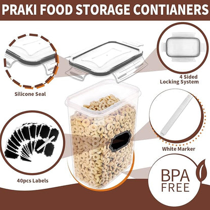 PRAKI Airtight Food Storage Containers Set with Lids - 24 PCS, BPA Free Kitchen and Pantry Organization, Plastic Leak-proof Canisters for Cereal Flour & Sugar - Labels & Marker(Grey) - Image 3