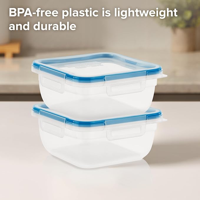 Snapware Plastic Total Solution 2-Pack (5.5-Cup) Food Storage Containers Set, Leakproof & Airtight Plastic Locking Lids Square Containers, Non-Toxic BPA-Free Lids, Microwave Dishwasher Freezer Safe - Image 3