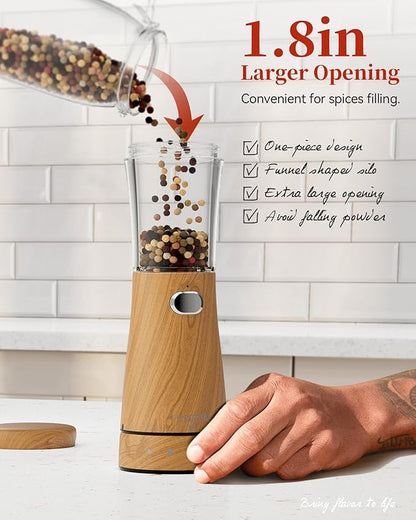 Electric Salt and Pepper Grinder Set with Storage Base, Stainless Steel Rechargeable Salt and Pepper Grinder Set with 4.5 oz Large Capacity, 1.8" Wide Mouth, Adjustable Coarseness, Ideal for Kitchen - Image 5