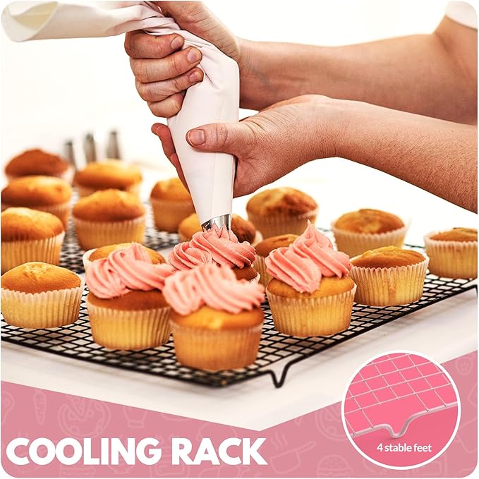 2 PCS Cooling Racks for Cooking and Baking, 16x10 Inches Stainless Steel Cooling Rack, Sheet Pan with Wire Rack for Baking Sheet, Bacon Rack Oven Safe Fits Jelly Roll Sheet Pan - Image 7