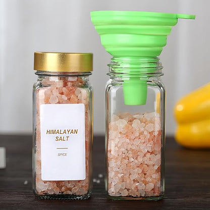 Glass Spice Jars with Label, 24Pcs Spice Jars with Shaker Lids-4 oz Gold Spice Seasoning Jars Bottles Containers Set for Spice Rack (24) - Image 7