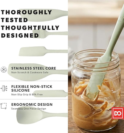 DI ORO 6-Piece Silicone Spatula Set - Rubber Kitchen Utensils for Baking, Cooking & Mixing - Heat-Resistant 600°F BPA Free Spatulas for Nonstick Cookware - Dishwasher Safe (Sage Green)