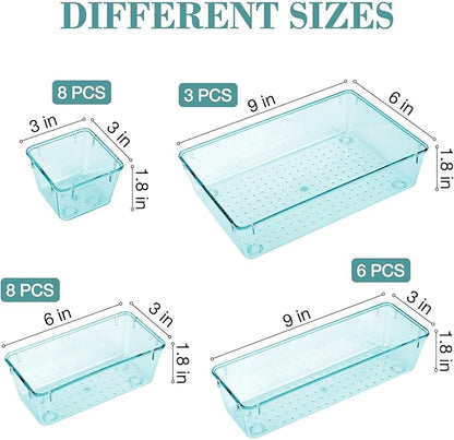 StorMiracle 25 PCS Drawer Organizer Set, 4 Varied Size Bathroom and kitchen Drawer cabinet organizer Trays, Clear Storage Bins for Makeup, Jewelry, Utensils and Gadgets - Image 2