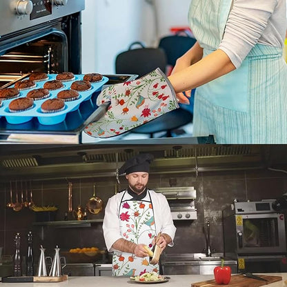 3 Pcs Kitchen Stuff,Kitchen Oven Mitts and Pot Holders Sets with Cooking Kitchen Aprons for Women, Kitchen Accessories Gifts for Women