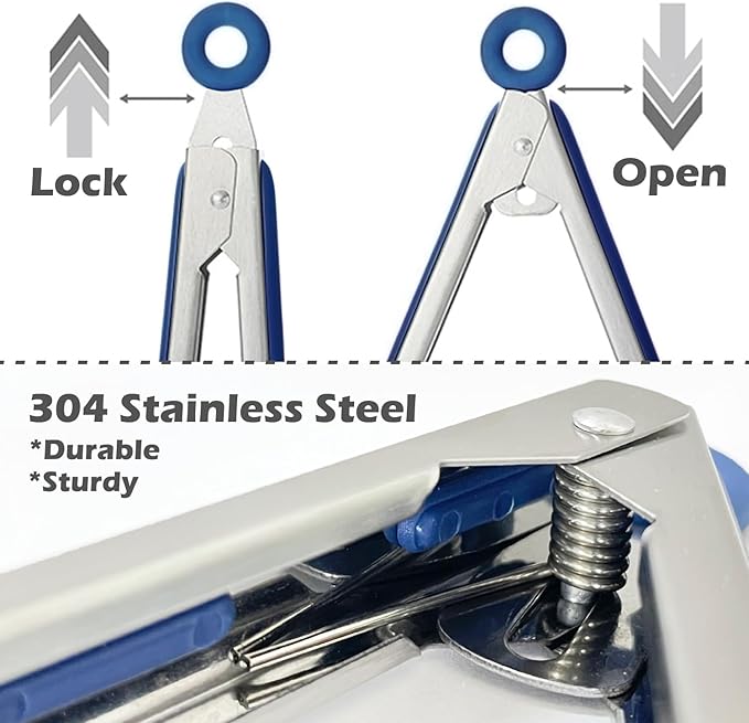 Kitchen Tongs, 9 Inch Tongs for Cooking with Silicone Tips, Food Grade Small Silicone Tongs, Mini Serving Tongs for Nonstick Pans, BBQ, Salad, Set of 3, Blue - Image 3