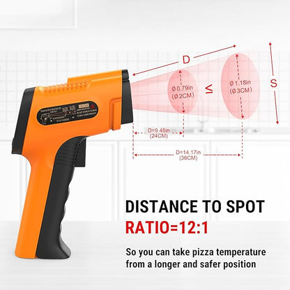 TempPro TP30 Infrared Thermometer Gun, Laser Thermometer for Cooking, Pizza Oven, Griddle, Engine, HVAC, Temperature Gun with Adjustable Emissivity & Max Measure -58°F ~1022°F (Previously ThermoPro) - Image 4