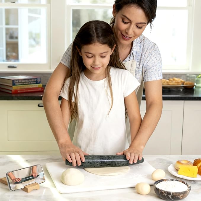 Natural Marble French Rolling Pin,12 inch Kitchen Baking Tool for Baking with Non-Stick Surface, Ideal as a Dough Roller for Pasta, Dumpling, Fondant, Pie, Bread, and Pizza - Image 8