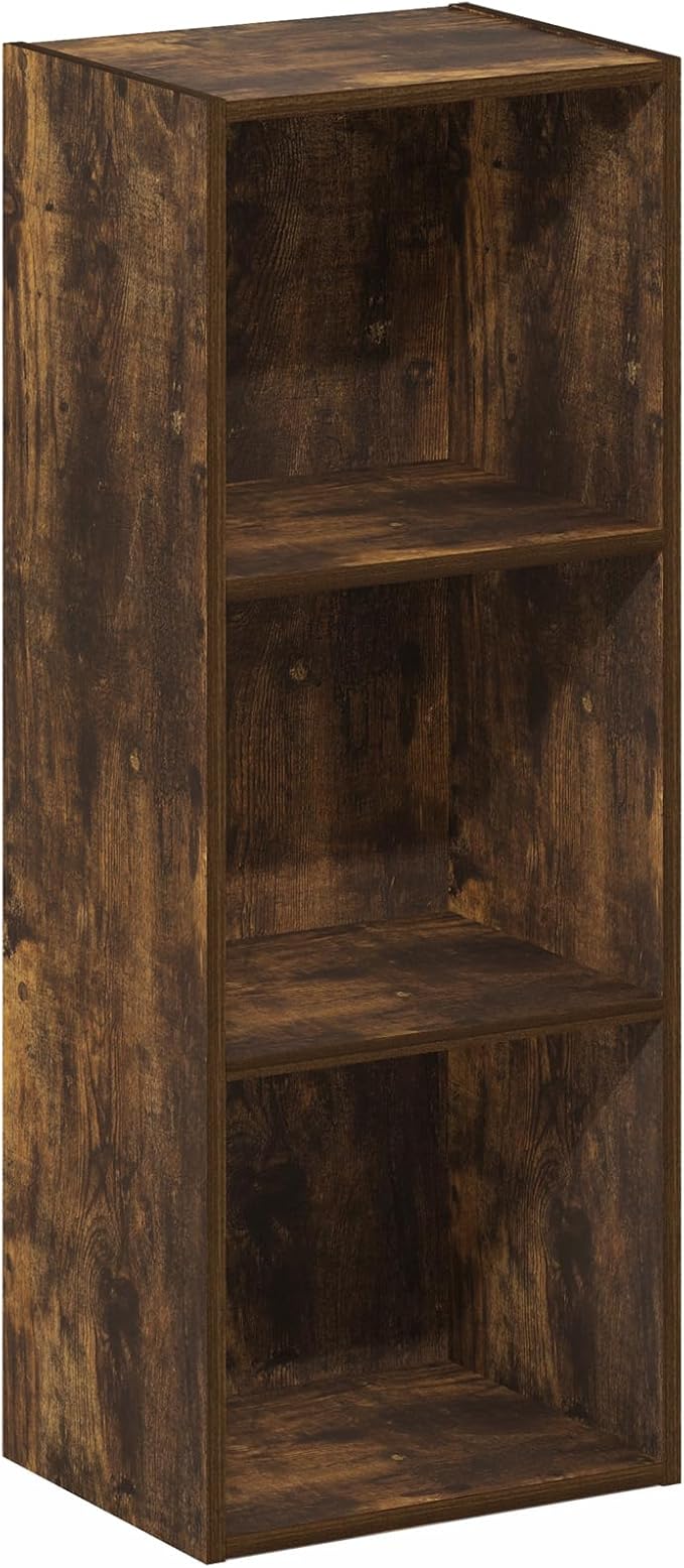Furinno LUDER Book Shelf, 3-Cube Bookshelf, Bookcase with Open Shelves, 9.3 x 12 x 31.5, Easy Assembly, for Living Room, Bedroom, Home Office, Amber Pine - Image 7