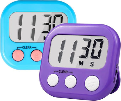 Timer for Kids Teachers Supplies Digital Kitchen Timers for Cooking Large Magnetic Classroom Timer 2Pack-Blue Purple