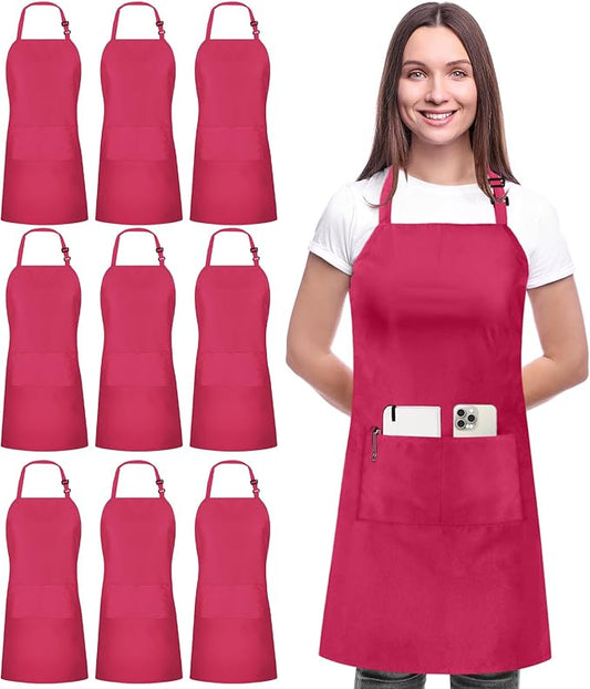 Utopia Kitchen 10 Pack Bib Apron Adjustable with 2 Pockets, Water and Oil Resistant, Cooking Kitchen Chef Apron for Women Men by UTOPIAKITCHEN