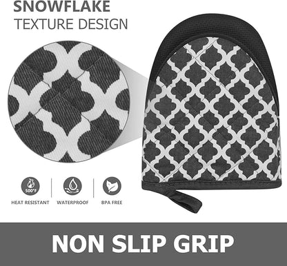 1 Pair Short Oven Mitts - Silicone Kitchen Oven Gloves High Heat Resistant 500℉, Mini Oven Mits with Non-Slip Grip Surfaces and Hanging Loop for BBQ, Baking, Cooking and Grilling (Dark Gray) - Image 5