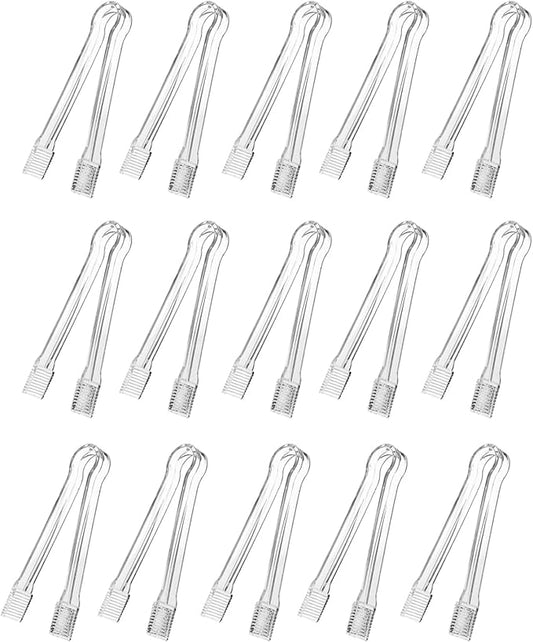 J-Chen 15PCS Plastic Buffet Serving Tongs Mini Serving Utensil Tongs Appetizers Tongs Clear Kitchen Tongs 6.3 Inch Small Ice Tongs for Tea and Coffee Party Catering Appetizers Desserts Cake Sandwich