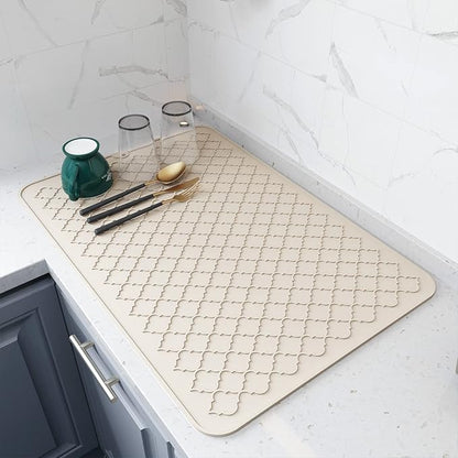 AMOAMI-Dish Drying Mats for Kitchen Counter-Silicone Dish Drying Mat-Kitchen Dish Drying Pad Heat Resistant Mat-Kitchen Gadgets Kitchen Accessories Kitchen Small Appliances(16" x 24", BEIGE) by AMOAMI