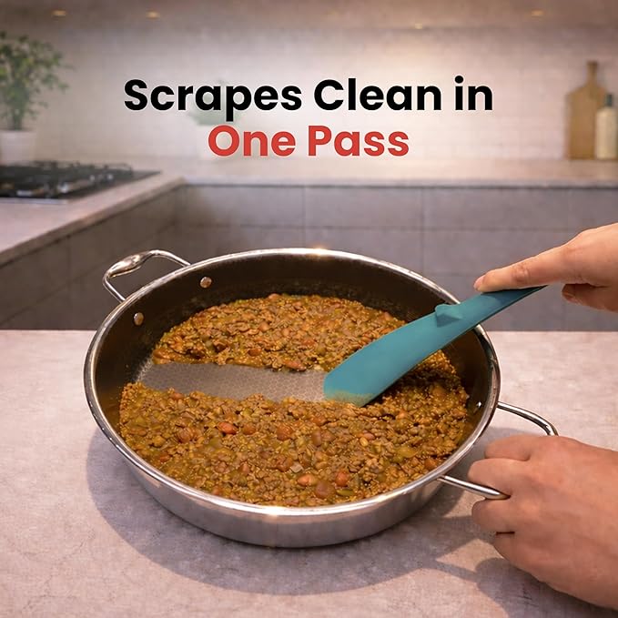 Silicone Spoon Spatula for Cooking - Multifunction Scoop Spatula Spoonula - Heat Resistant Cooking Spoon for Nonstick Cookware - Large Silicone Kitchen Spoon - Seamless Design (Teal/Khaki,2pcs) - Image 4