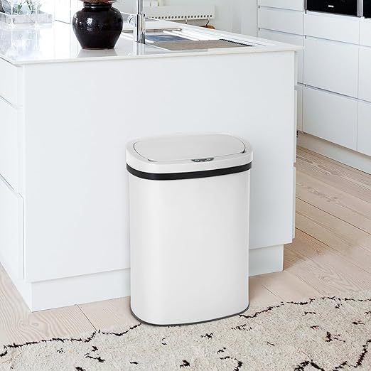 PayLessHere | 13 Gallon Stainless Steel Trash Can | White | Automatic Touchless Lid with Motion Sensor | Kitchen Garbage Can with Waterproof Design | for Home, Office, Bathroom | Pack of 1 - Image 2