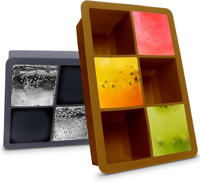 Silicone Ice Cube Trays with Lids,Large Square Ice Cube Molds for Freezer, Whiskey, Cocktail, Stackable Flexible and Reusable & Easy Release BPA Free (2 Pack&Dark Gray and Golden) - Image 8