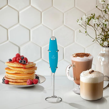 Zulay Kitchen Powerful Milk Frother Wand With 4 AA Duracell Batteries - Ultra Fast Handheld Drink Mixer - Electric Whisk Foam Maker for Coffee, Lattes, Cappuccino, Matcha & Creamer - Blue Teal - Image 5