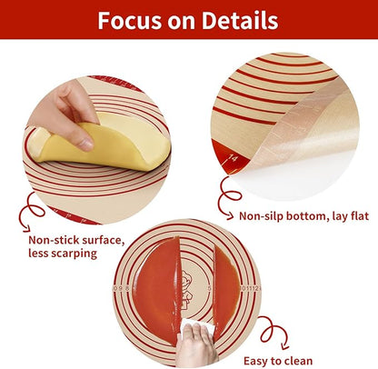 Silicone Baking Mat, Reusable Non-Stick Pastry Mat for Rolling Out Dough, Pizza Crust Pie Baking Mat, Cookies, Cake, Bread, Chocolate, Pastry, Oven Mat - Image 4